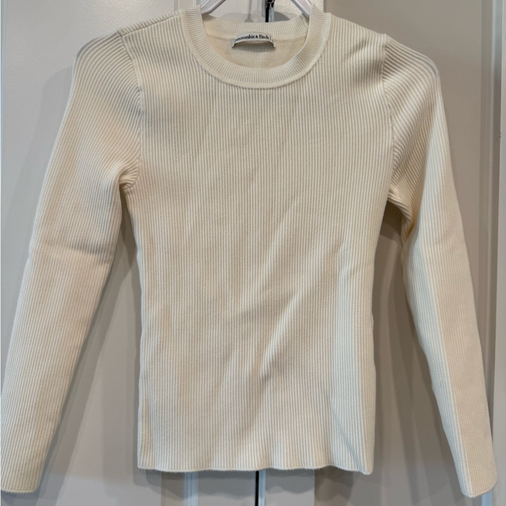 Abercrombie & Fitch Ivory Ribbed Knit Top